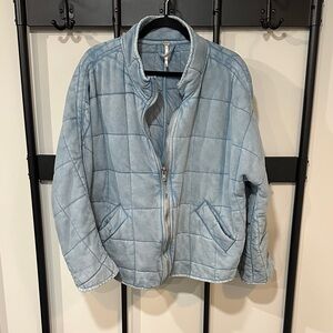 Free People Denim Blue Quilted Jacket